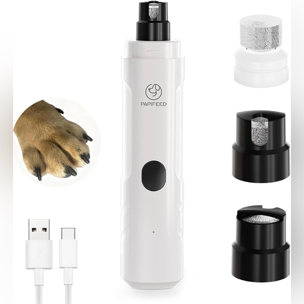 Dog Nail Grinder with LED Light, Ultra Quiet 3-Speed Electric File for Pets